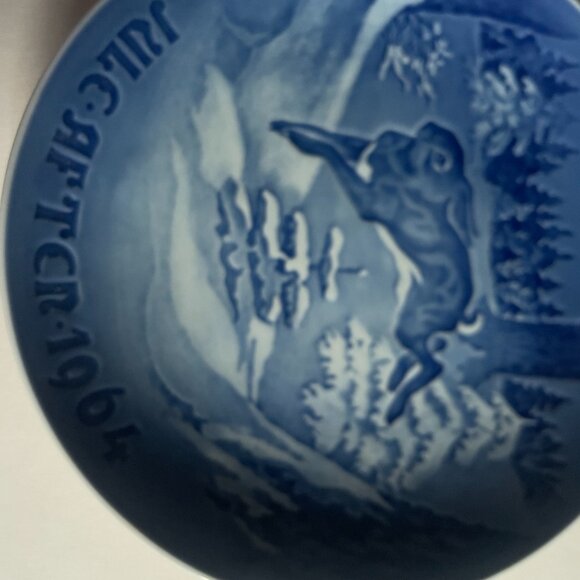 B&G Copenhagen 1964 Christmas Plate, made in Denmark 7" Blue & White wall decor - Picture 4 of 6